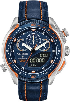 men's digital watch with leather band