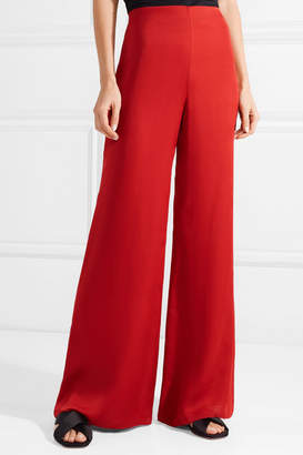 The Row Kiola Washed Silk-charmeuse Wide-leg Pants - Red