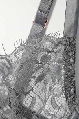 COCO DE MER Seraphine silk-blend satin and lace underwired plunge bra