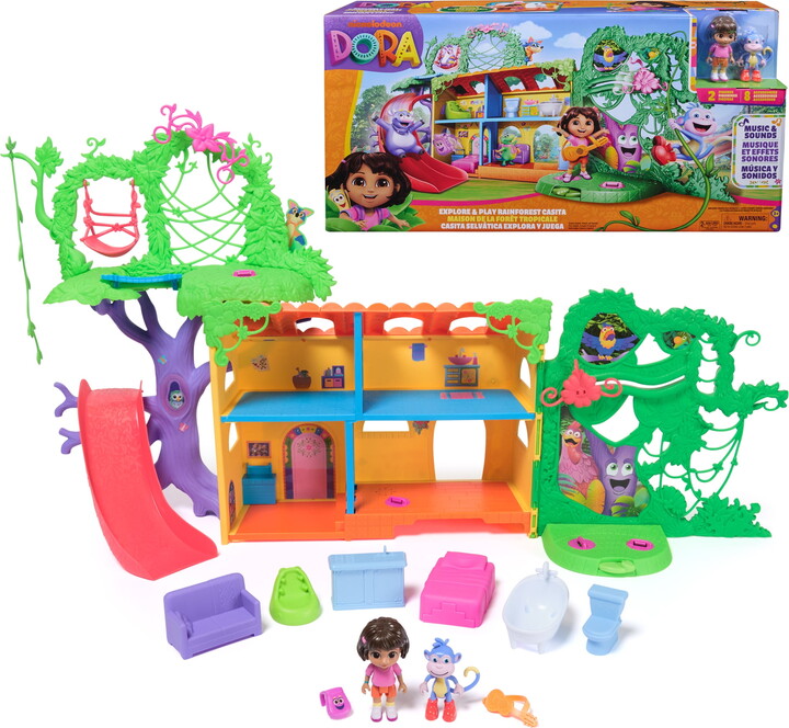 Dora, Explore & Play Rainforest Casita Playset, Dora & Boots Figures, Furniture, Sound Fx, for Kids 3+