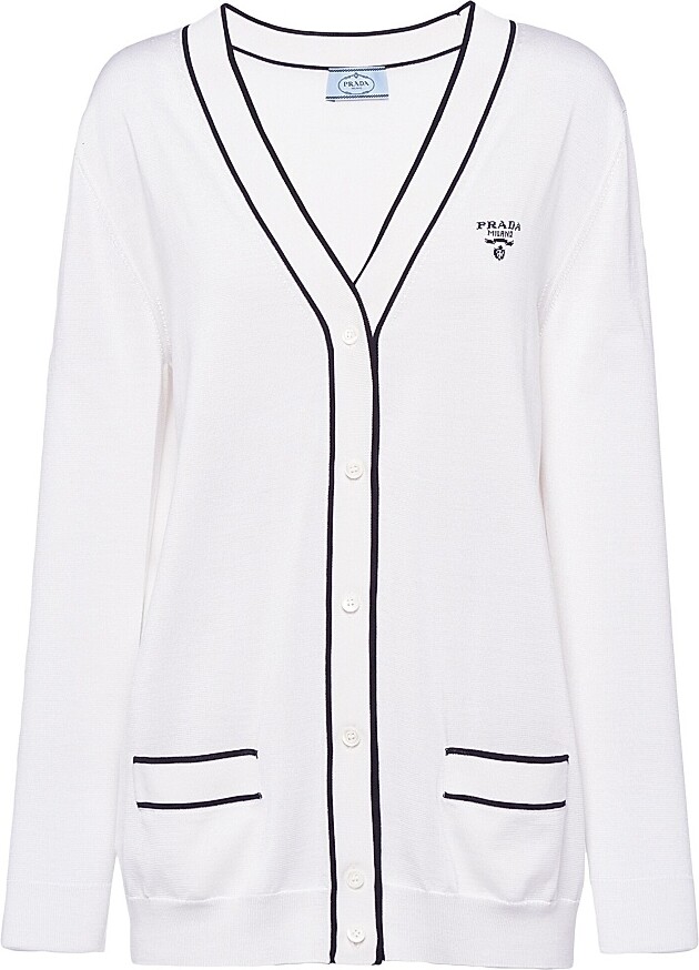 Prada Women's Silk Cardigan - White - Size 2