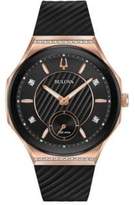 Thumbnail for your product : Bulova Curv Collection Diamond Rose Goldtone Stainless Steel Rubber Strap Watch