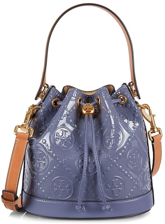 Tory Burch T Monogram Embossed Patent Leather Bucket Bag ShopStyle