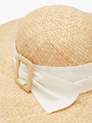 Maison Michel Blanche Ribbon-trim Straw Hat - Beige White