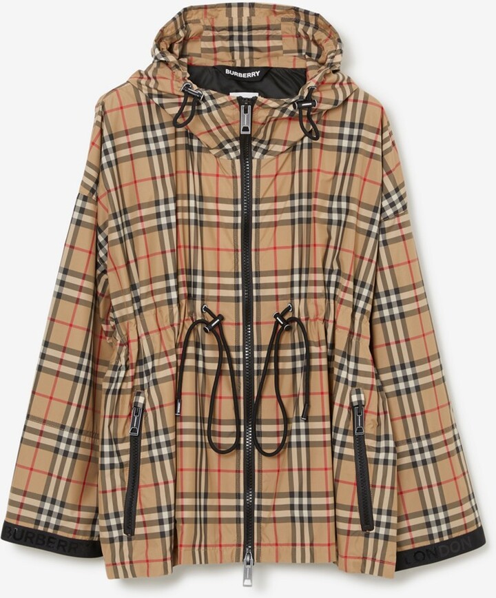Burberry Logo Tape Check Hooded Jacket - ShopStyle