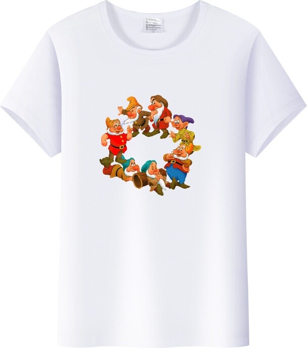 Potdemiel Kawaii Disney Cartoon Women Tees Seven Dwarfs Shirt Men 2024 Summer 90S Tops White T-Shirts 2000s Clothes Gothic Hippie Blouses