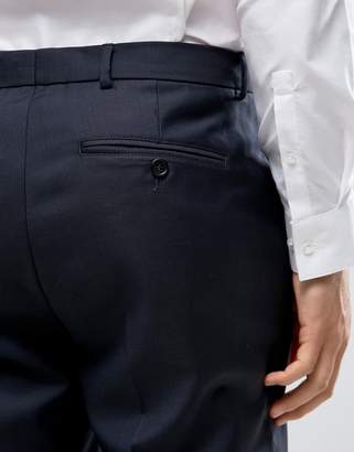 ASOS DESIGN Wedding Tapered Smart Pants In Navy 100% Wool