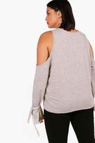 Thumbnail for your product : boohoo Plus Emma Feminism Open Shoulder Sweat Top