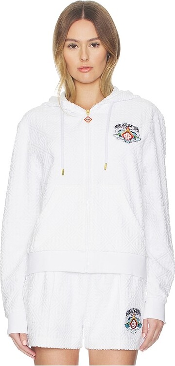 Casablanca Waves Monogram Towelling Zip-up Hoodie