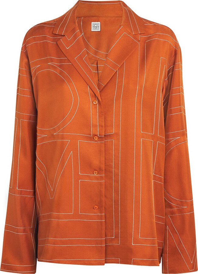 Totême Silk Embroidered Monogram Shirt