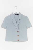 Thumbnail for your product : Nasty Gal Womens Puff Sleeve Cropped Button Blouse - Blue - 8