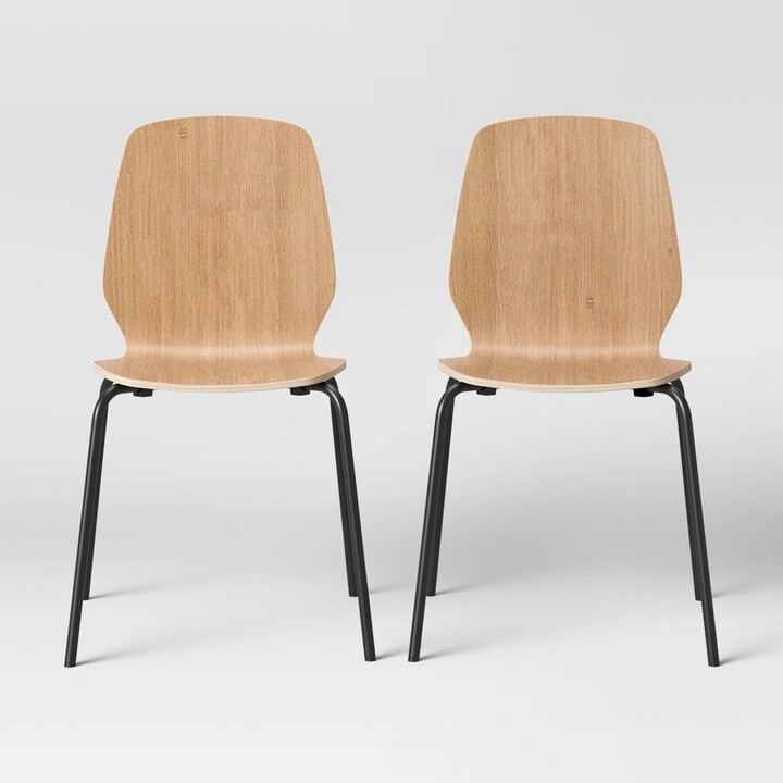 Room Essentials Set of 2 Bentwood Stacking Dining Chairs Natural