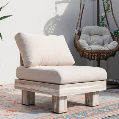 Direct Wicker Shenia Outdoor Upholstered Armless Slipper Chair