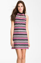 Thumbnail for your product : Donna Ricco High Neck Zigzag Shift Dress