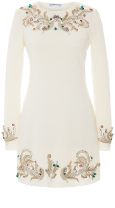 Blumarine Beaded Embroidery Long Sleeve Dress