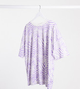 Thumbnail for your product : ASOS DESIGN Curve oversized t-shirt in lilac animal