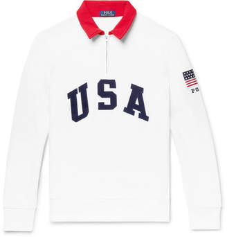 Polo Ralph Lauren Appliqued Fleece-Back Cotton-Blend Jersey Half-Zip Sweatshirt - Men - White