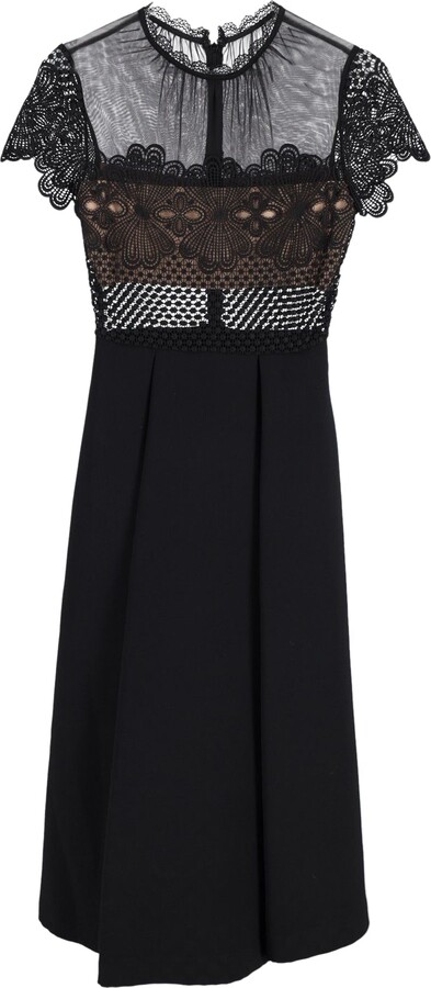 Self-Portrait Felicia Embroidered Lace Midi Dress in Black Polyester