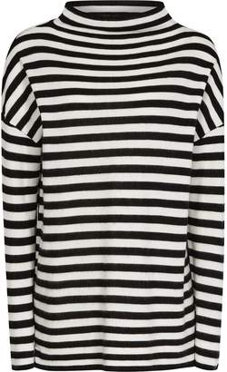 Reiss Annora - Striped High-neck Jumper in Black/Offwhite