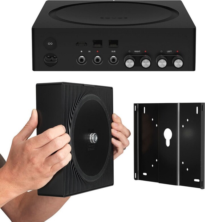 Sonos Amp Wireless HiFi Amplifier with Flexson Wall Mount (Black