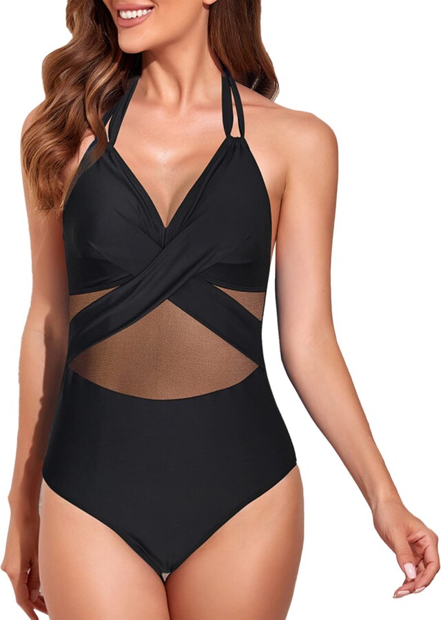 WIN.MAX One Piece Swimsuit Padded Ruffled Tummy Control Bathing