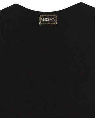 Versace EMBELLISHED MEDUSA COTTON JERSEY DRESS