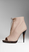 Thumbnail for your product : Burberry Deerskin Peep-Toe Ankle Boots