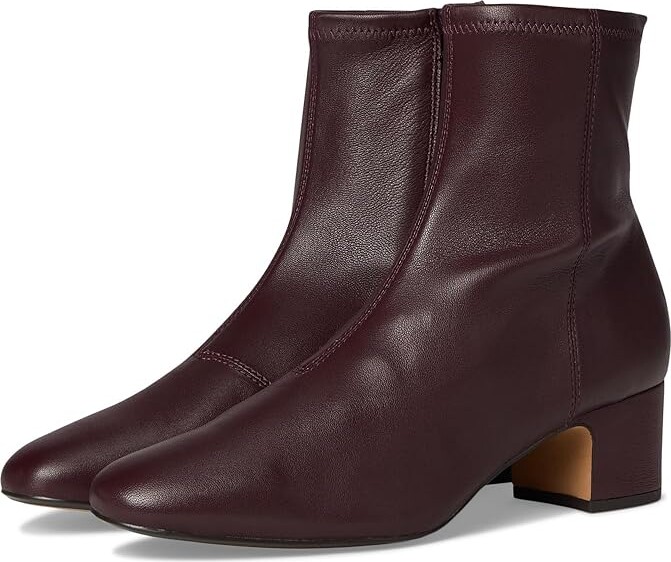 BIRDIES Starling 50 Bootie Leather Women's Boots Burgundy Stretch