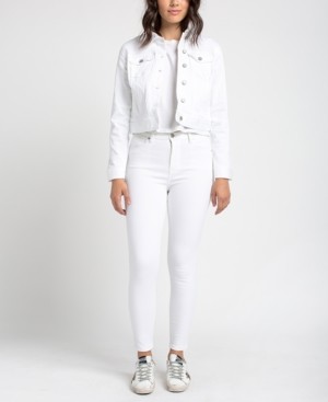 short sleeve white denim jacket plus size