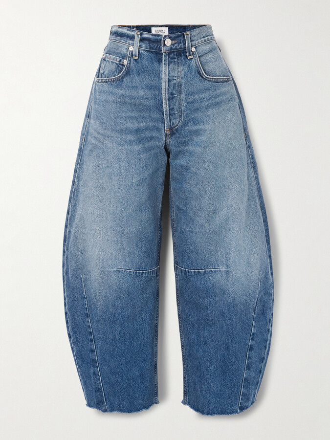 Citizens of Humanity Horseshoe Frayed High-rise Barrel-leg Jeans - Blue