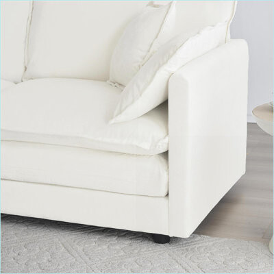 George Oliver Sofas: Modern 3-Piece 1+1+3 Seats Living Room Set – 2 Accent Chairs + 3-Seat Sofa Solid Wood Frame Snow White Chenille | Snow White | Chenille