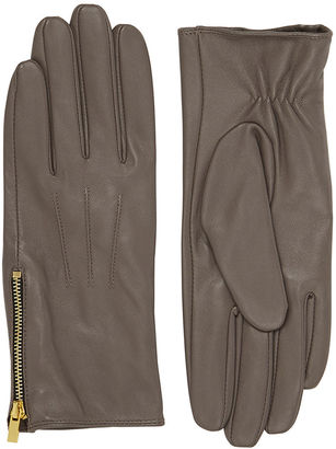 Oasis LEATHER ZIP SIDE GLOVE [span class="variation_color_heading"]- Mid Grey[/span]