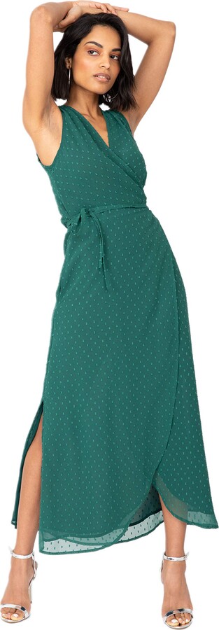 Long Sleeve Green Wrap Dress | Shop the ...