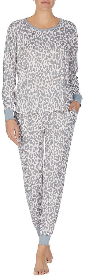 Aria Polar Microfleece Pajama Top Womens Gray Animal Print NEW 6536