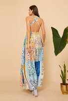Thumbnail for your product : Little Mistress Blue Multi Pastels Patch Work Print Strappy Wrap Dress