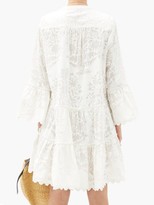 Thumbnail for your product : Juliet Dunn Fluted-sleeve Palladio Block-print Cotton Dress - White
