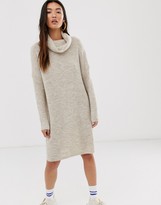 Thumbnail for your product : Only brushed knitted longline roll neck mini dress