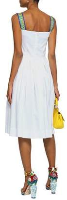 Dolce & Gabbana Jacquard-trimmed Pleated Cotton Dress
