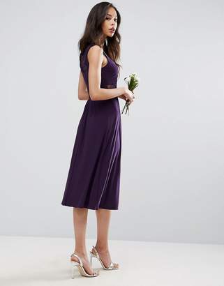 ASOS Tall ASOS TALL WEDDING Lace Jersey Pleated Midi Dress