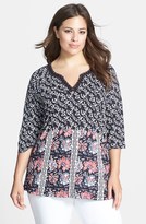 Thumbnail for your product : Lucky Brand Studded Floral Top (Plus Size)