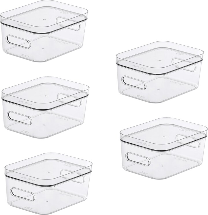 Smartstore Compact Storage Tub Small with lids 1.5L Set of 5, Clear