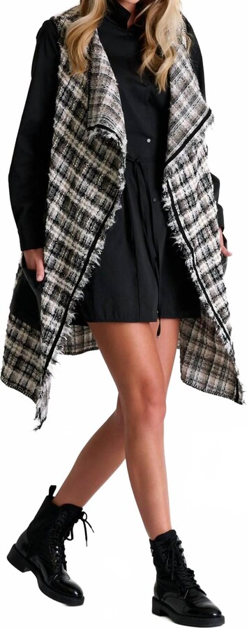Shan Elsa Tweed Vest In Black/white