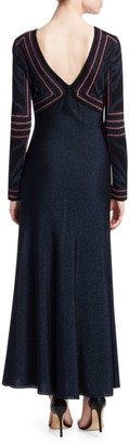 Roberto Cavalli Lurex Jacquard Long Sleeve Gown
