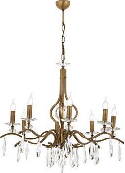 Rosdorf Park Elegant Vintage Chandelier 32.3 in Height x 31.5 in Diameter | Metal Body with Glass Cap 8 x E14 Max 40W Sockets | Stunning Copper Finish Perfect f