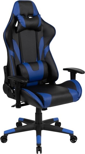 Flash Furniture FlashFurnitureX20GamingChairRacingOfficeErgonomicComputerPCAdjustableSwivelChairwithRecliningBackinBlueLeatherSoft