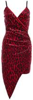 Thumbnail for your product : Quiz Red Velvet Leopard Wrap Front Dress