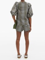 Thumbnail for your product : Ganni Checked Cotton-blend Seersucker Blouse - Grey Multi
