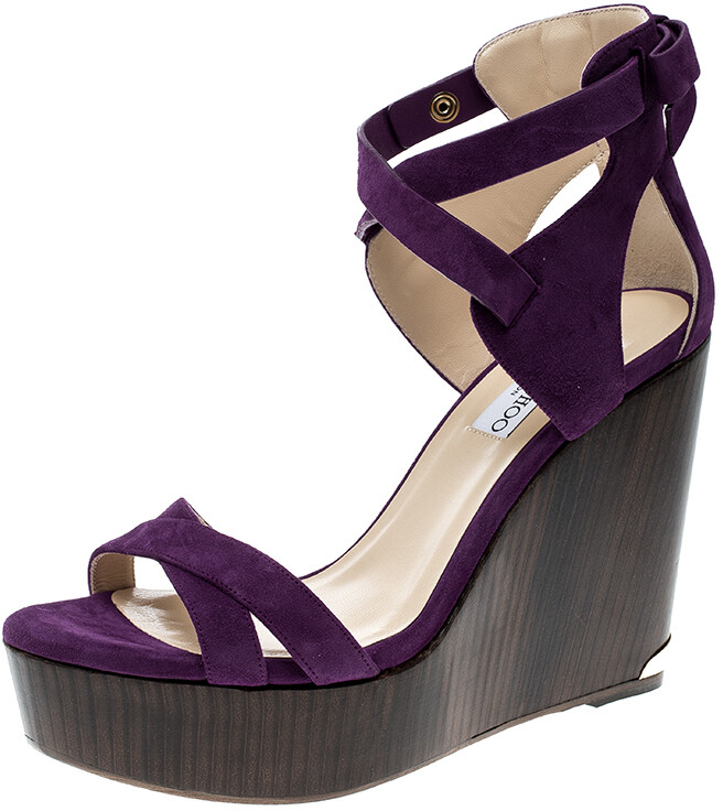 purple wedge heels sandals