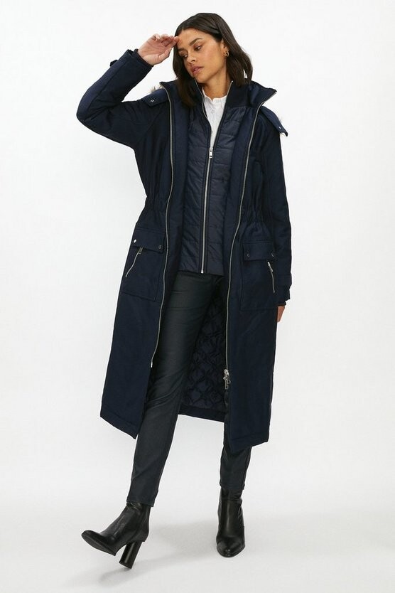 long navy parka