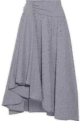 Rosie Assoulin Asymmetric Draped Gingham Seersucker Midi Skirt